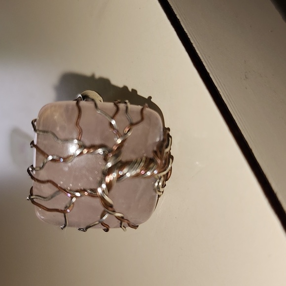 New Sterling silver Rose Quartz tree of life ring size 6 - Picture 1 of 7